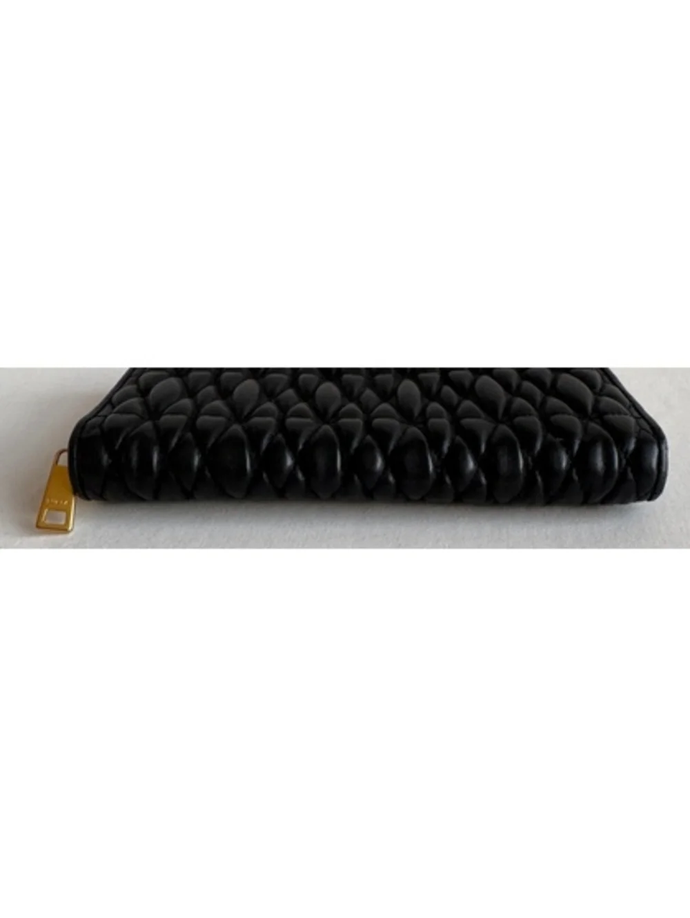 Furla Black Quilted Leather Continental Zip Around Wallet Gold Hardware Italy